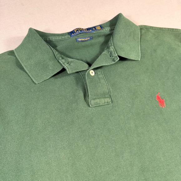 Polo Ralph Lauren Other - Polo Ralph Lauren Mens Custom Slim Fit Pique Polo Shirt Green Red Pony Large